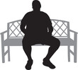 Black silhouette of man sitting on a bench	
