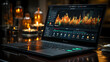 Stock market display on the laptop screen for analytic stock trade investors.