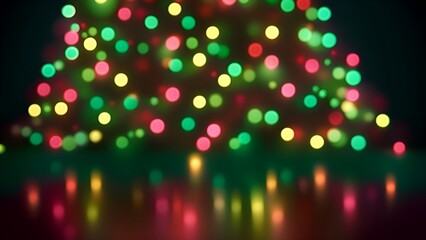 Sticker - Colorful christmas tree blur bokeh lights.