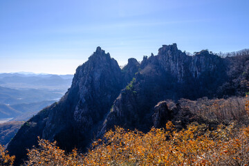 Scenic view of Mt.Wolchulsan against sky