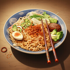 Wall Mural - Dish with instant noodles.