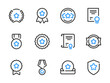 Award and Trophy vector line icons. Victory Medal and Winner Ribbon outline icon set. Prize badge, Certificate, Diploma and more.