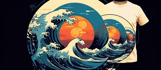 Wall Mural - wave ocean vector illustration. Asia and oriental traditional line art design.