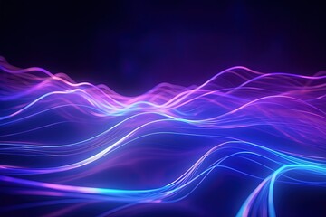 Wall Mural - abstract futuristic background with pink blue glowing neon moving high speed wave lines and bokeh li