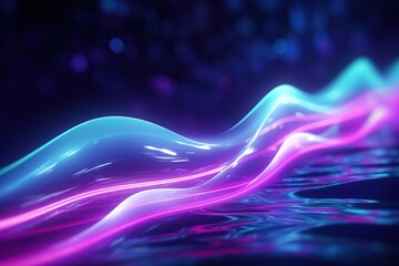 Wall Mural - abstract futuristic background with pink blue glowing neon moving high speed wave lines and bokeh li