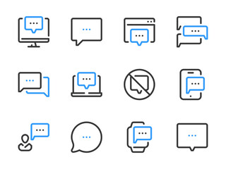 Poster - Chat box, Message and Comment vector line icons. Speech bubble, Dialog and Conversation outline icon set.