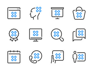 Poster - Cancellation and Rejection vector line icons. Cross, Delete, Remove, Cancel and Reject outline icon set.