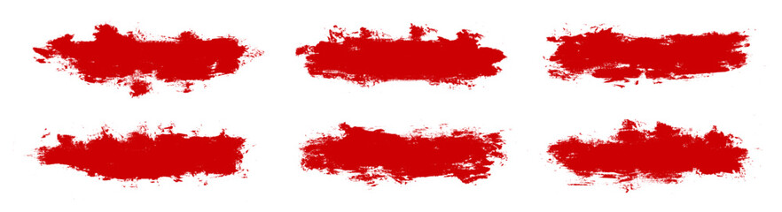 Red paint brush strokes isolated on white background. Elegant dark watercolour set. Abstract textured effect bundle. Graphic design grungy painted style concept for ads, offer, big, mega or flash sale