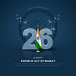 Banner design of happy Indian republic day template. 26th january.