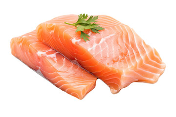 Fresh Salmon Fillets on isolated transparant background