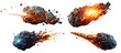 Set of flying meteors cut out