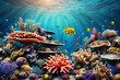 Korallenriff Nahaufnahme mit Fisch Hintergrund