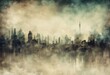 city silhouette on grunge texture background