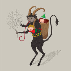 Wall Mural - Vector illustration of Krampus