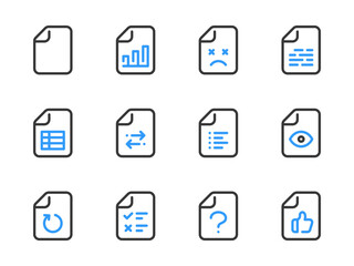 Poster - Document vector line icons. File type, Data and Configurations outline icon set.