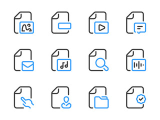 Poster - Document vector line icons. File data and Configurations outline icon set.