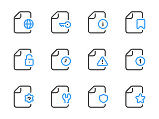 Poster - Document vector line icons. File data and Configurations outline icon set.