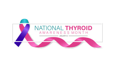 Wall Mural - Thyroid awareness month is every year in  January. Banner, Holiday, poster, card and background design Template.