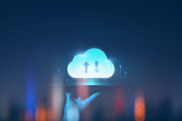 Wall Mural - internet cloud computing technology and online data storage for transferring backup file with ftp (f
