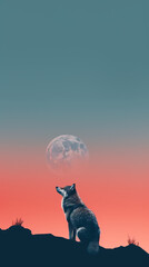 Ultra minimalism photography of a wolf, phone background created with Generative Ai