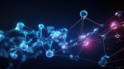 Atom molecular structure, 3D illustration of molecule and atom model for science
