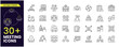 © Iconic Space - Meeting stroke outline icon set. Containing seminar, business meeting, presentation, interview, conference, assembly, agreement, and discussion icons. Stroke icon collection