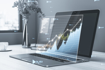 Poster - Financial growth concept with upward graph on laptop screen