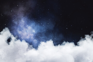 Poster - Creative sky background with cloud and stars. Landing page concept.