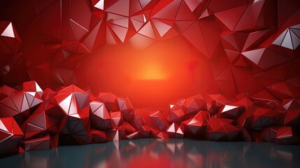 Wall Mural - Polygonal red with copy space, ai generative