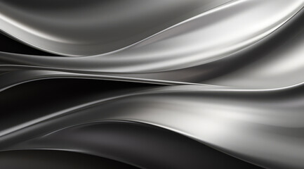 Wall Mural - Abstract black metal texture with a sleek, wavy design.