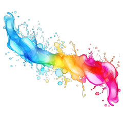 Wall Mural - Watercolor paint rainbow splashes - abstract ink - isolated on transparent background