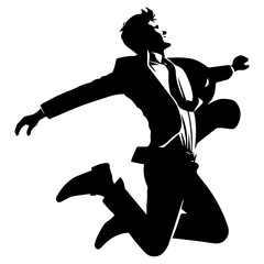 Canvas Print - Business man jumping pose vector silhouette