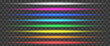 Lights lines set in different colors, luminous neon lines isolated, glowing laser beams streaks on dark background - stock vector