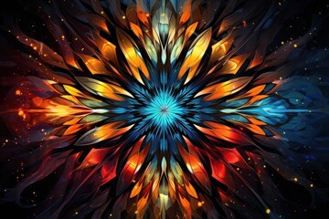 Wall Mural - Kaleidoscopic abstract art with intricate patterns and explosive colors