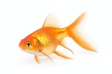 A single goldfish isolated on white background