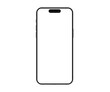 Iphone 15 pro max smartphone model on white background isolated. 3D mobile phone with empty screens. Smartphone mockup front view white screen
