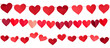 Paper garland with hearts isolated on transparent background. Valentine's Day Holiday.
