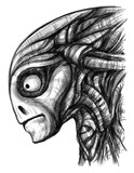 Fototapeta  - Alien creature, sketch - digital painting 