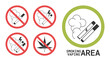 No smoking icons, vector signs in flat style