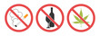 Prohibition smoking and drinking signs, vector