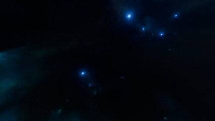 Wall Mural - Bright blue space nebula with cold stars