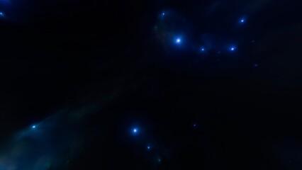 Wall Mural - Bright blue space nebula with cold stars