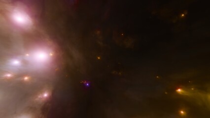 Wall Mural - Yellow galaxy nebula. Golden Abstract Fluid, Particle and Sparkle Background
