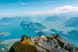 Panoramic view of Lake Lucerne from Pilatus Mountain in Switzerland.