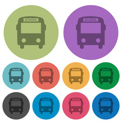 Poster - School bus with driver color darker flat icons