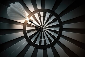 Poster - Dartboard with dart arrow hitting the center of target. Success concept