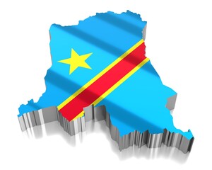 Sticker - Democratic Republic of the Congo - country borders and flag - 3D illustration