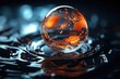 A close up view of a glass ball placed on a surface. Suitable for various creative projects and designs.