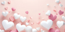 White And Pink Hearts On A Pale Pink Background. Love Concept. Generative Ai