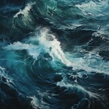 Fototapeta Łazienka - dark wave of the sea, generative ai 